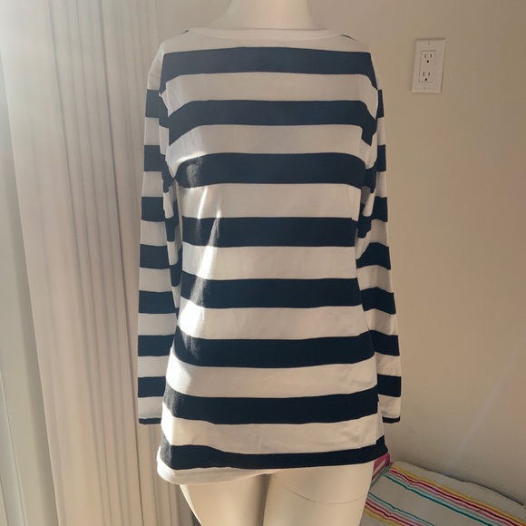 Black and White Striped Long Sleeve T Shirt - Picture 1 of 4